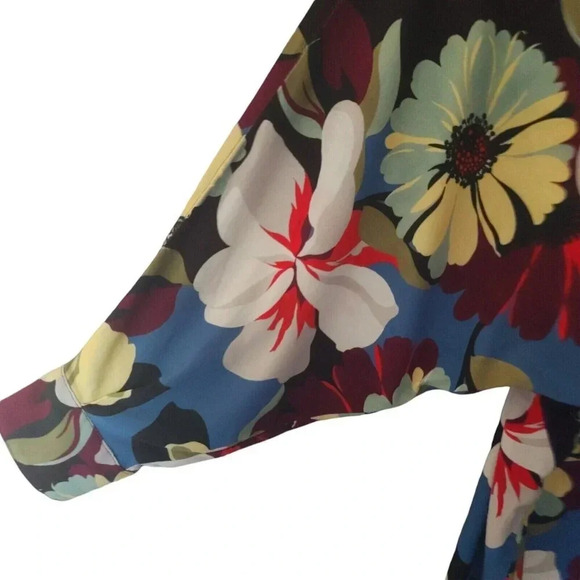 NWT $450 Smythe Viscose Blocked Kimono Floral Blouse Top Size XS with Black Trim - Picture 10 of 11